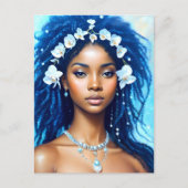アクエリアスブラックウーマン〔占星術の〕十二宮図オーキッドアート ポストカード (正面)