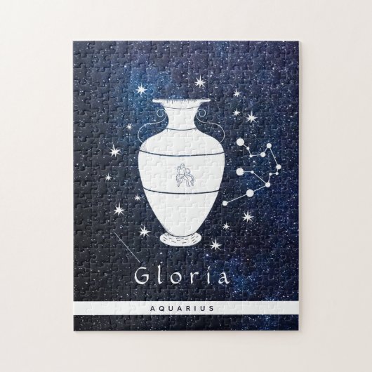 アクエリアスブルーコズミックスター銀河系〔占星術の〕十二宮図の看板 ジグソーパズル (縦)