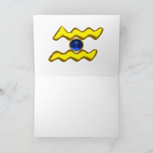 アクエリアスブルーサファイア&金ゴールド〔占星術の〕十二宮図誕生日 カード (内部)