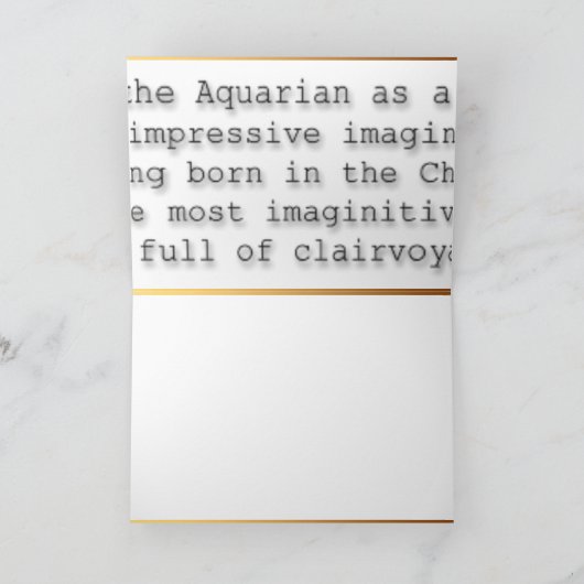 アクエリアスホース中国のウエスタンアストロロジー誕生日 カード (内部)