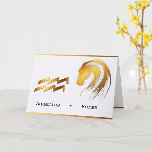 アクエリアスホース中国のウエスタンアストロロジー誕生日 カード (黄色い花)