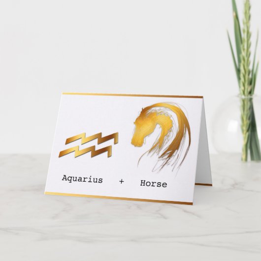 アクエリアスホース中国のウエスタンアストロロジー誕生日 カード (正面)