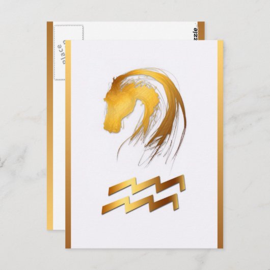 アクエリアスホース誕生日アストロロジーバーチカルハガキ ポストカード (正面/裏面)