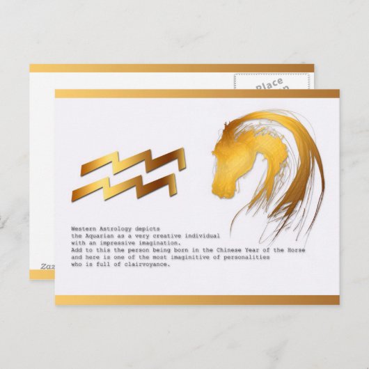 アクエリアスホース誕生日アストロロジーパーソナリティ ポストカード (正面/裏面)
