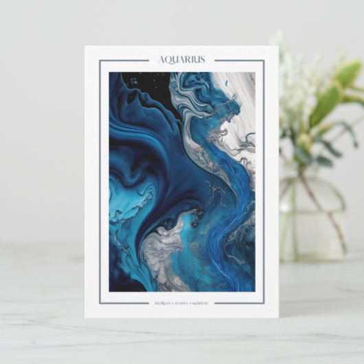 アクエリアスマーブルウォーター〔占星術の〕十二宮図誕生日カード サンキューカード (スタンド正面)