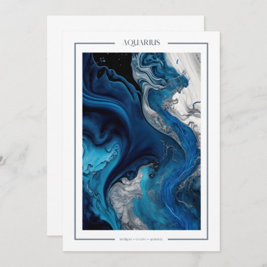 アクエリアスマーブルウォーター〔占星術の〕十二宮図誕生日カード サンキューカード (正面/裏面)