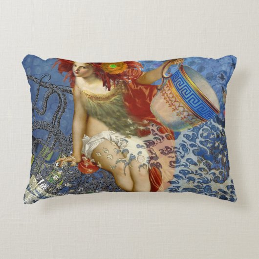 アクエリアス人魚ゴシック様式の青い芸術 アクセントクッション (正面)