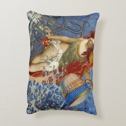 アクエリアス人魚ゴシック様式の青い芸術 アクセントクッション (裏面(縦))