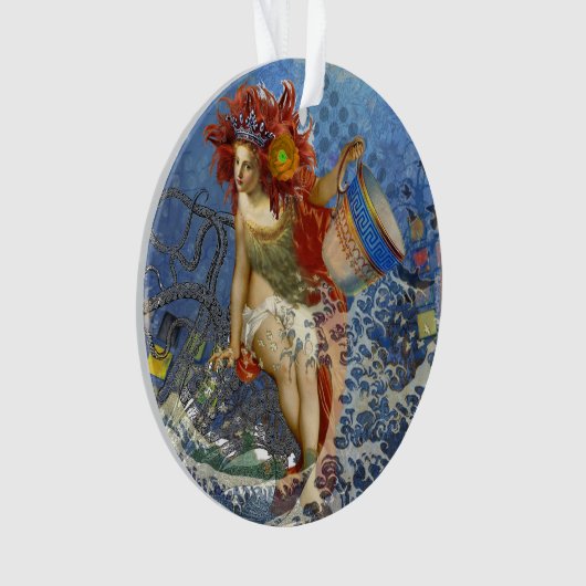 アクエリアス人魚ゴシック様式の青い芸術 オーナメント (正面)