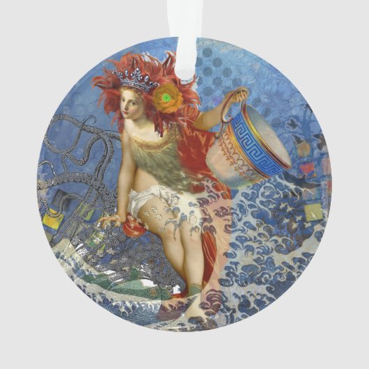 アクエリアス人魚ゴシック様式の青い芸術 オーナメント (裏面)