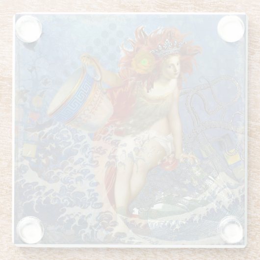 アクエリアス人魚ゴシック様式の青い芸術 ガラスコースター (裏面)