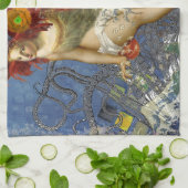 アクエリアス人魚ゴシック様式の青い芸術 キッチンタオル (折り畳み)