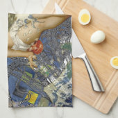 アクエリアス人魚ゴシック様式の青い芸術 キッチンタオル (四つ折り)