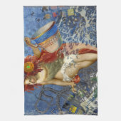 アクエリアス人魚ゴシック様式の青い芸術 キッチンタオル (縦)