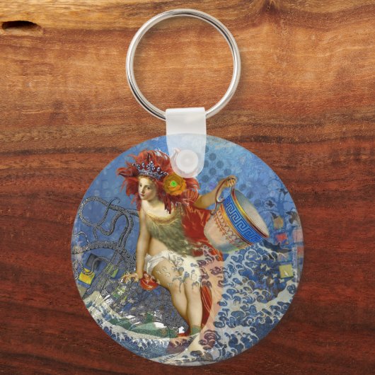 アクエリアス人魚ゴシック様式の青い芸術 キーホルダー (正面)