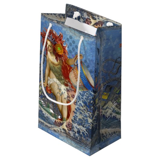 アクエリアス人魚ゴシック様式の青い芸術 スモールペーパーバッグ (裏面アングル)