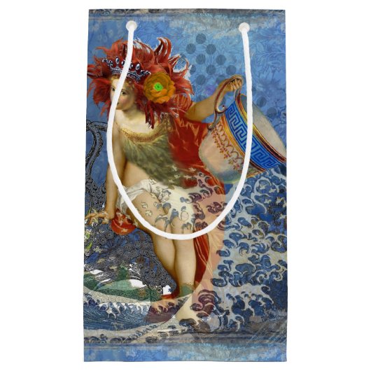 アクエリアス人魚ゴシック様式の青い芸術 スモールペーパーバッグ (正面)