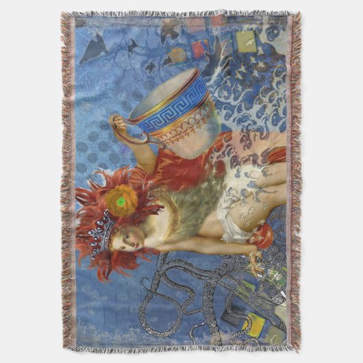 アクエリアス人魚ゴシック様式の青い芸術 スローブランケット (正面縦)