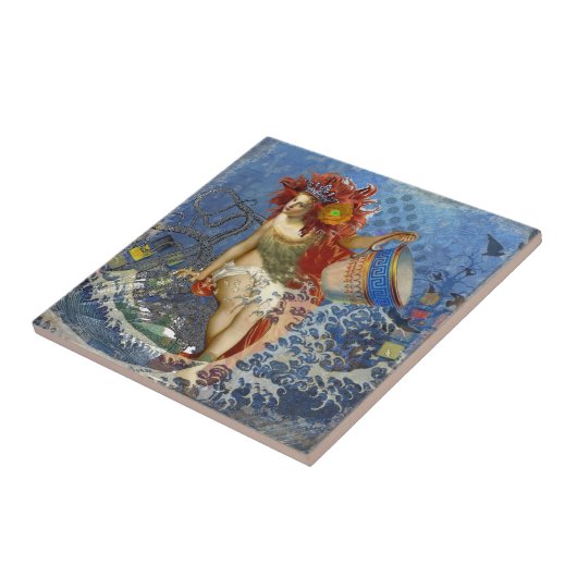 アクエリアス人魚ゴシック様式の青い芸術 タイル (側面)