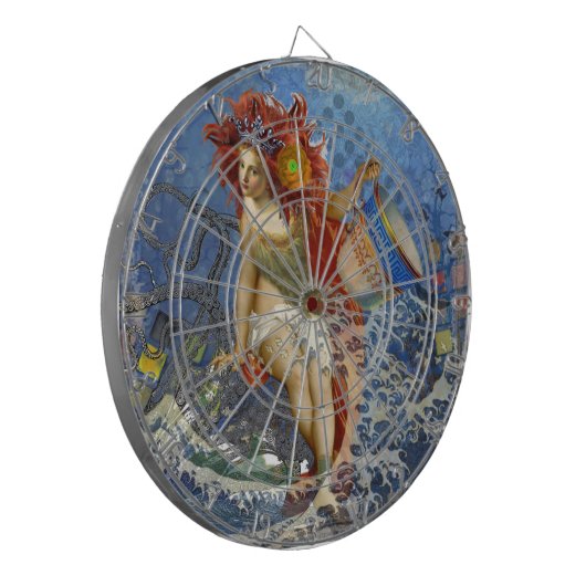 アクエリアス人魚ゴシック様式の青い芸術 ダーツボード (正面左)