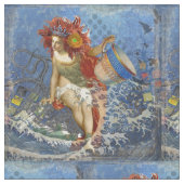 アクエリアス人魚ゴシック様式の青い芸術 ファブリック (クローズアップ)