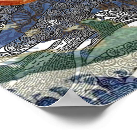 アクエリアス人魚ゴシック様式の青い芸術 ポスター (角)