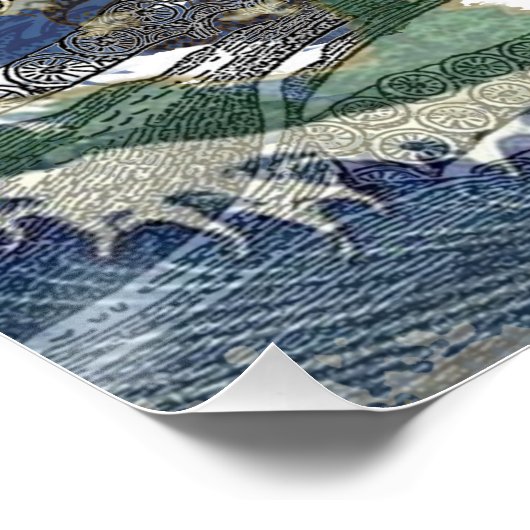 アクエリアス人魚ゴシック様式の青い芸術 ポスター (コーナー)