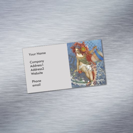 アクエリアス人魚ゴシック様式の青い芸術 マグネット名刺 (インサイチュ)