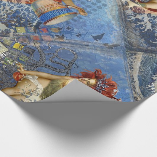 アクエリアス人魚ゴシック様式の青い芸術 ラッピングペーパー (角)