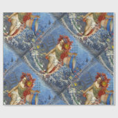 アクエリアス人魚ゴシック様式の青い芸術 ラッピングペーパー (フラット)