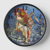 アクエリアス人魚ゴシック様式の青い芸術 壁時計 (正面)