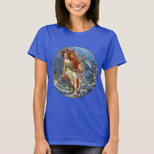 アクエリアス人魚ゴシック様式の青い芸術 Tシャツ