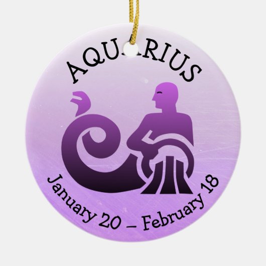 アクエリアス占星術星占い〔占星術の〕十二宮図標識 セラミックオーナメント (正面)