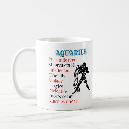 アクエリアス占星術〔占星術の〕十二宮図標識 コーヒーマグカップ (左)