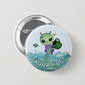 アクエリアス星印の水ベアラ〔占星術の〕十二宮図星 缶バッジ (正面&裏面)
