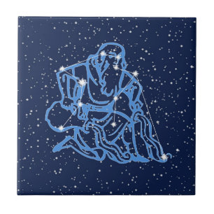 アクエリアス星座と星座と太陽のサイン タイル