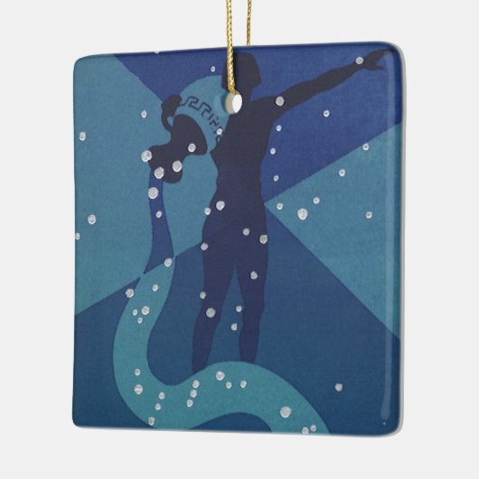 アクエリアス星座、ヴィンテージ〔占星術の〕十二宮図星占い セラミックオーナメント (左)