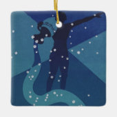 アクエリアス星座、ヴィンテージ〔占星術の〕十二宮図星占い セラミックオーナメント (正面)