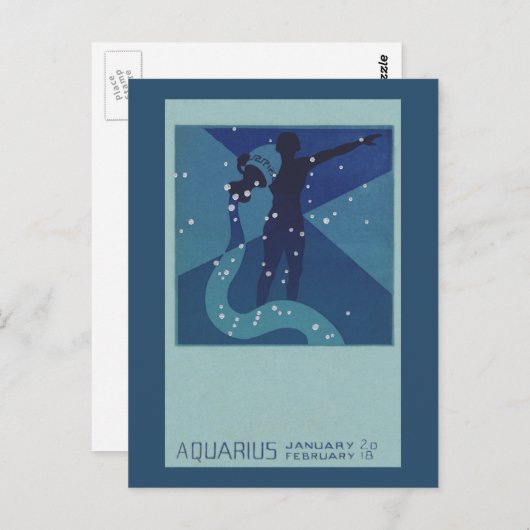 アクエリアス星座、ヴィンテージ〔占星術の〕十二宮図星占い ポストカード (正面/裏面)