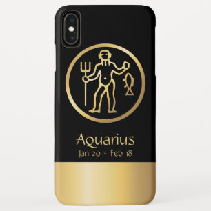 アクエリアス水持参人の(占星術の)十二宮図の黒の金ゴールド iPhone XS MAXケース