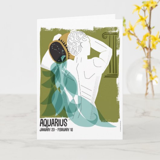 アクエリアス水持参人の(占星術の)十二宮図 カード (黄色い花)