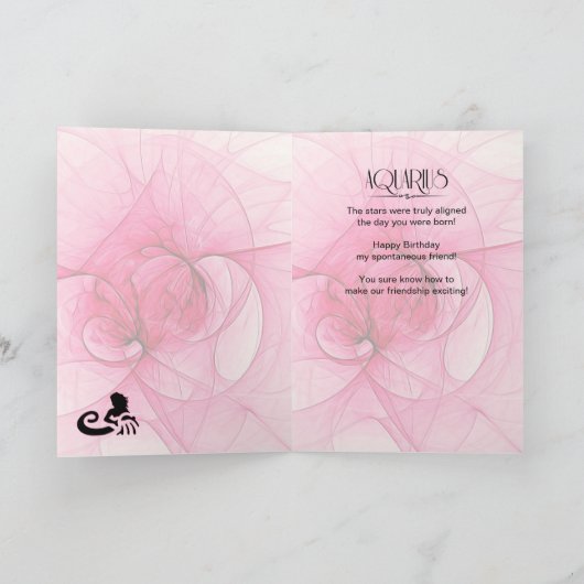 アクエリアス誕生日のための彼女の〔占星術の〕十二宮図星印 カード (内部)
