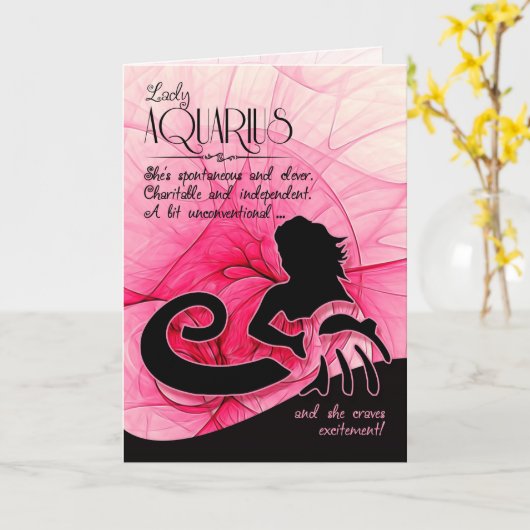 アクエリアス誕生日のための彼女の〔占星術の〕十二宮図星印 カード (黄色い花)