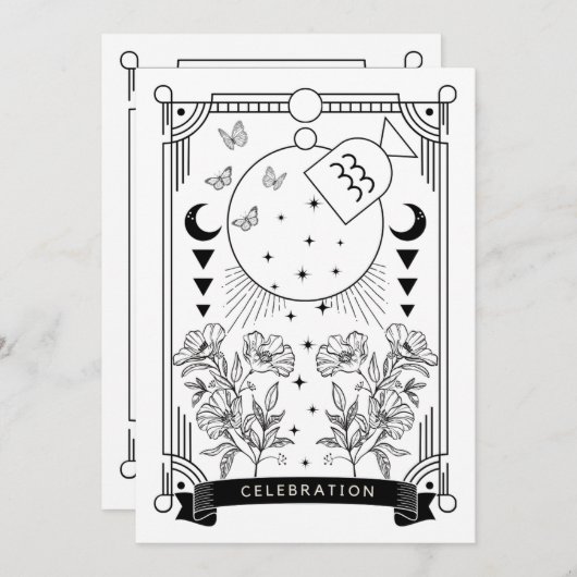 アクエリアス誕生祝い招待状 招待状 (正面/裏面)