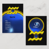 アクエリアス金ゴールドジュエルサファイアモノグラムブルーブラック 名刺 (正面/裏面)