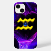 アクエリアス金ゴールド〔占星術の〕十二宮図サインブルーパープルフラクタル Case-Mate iPhoneケース (裏面)