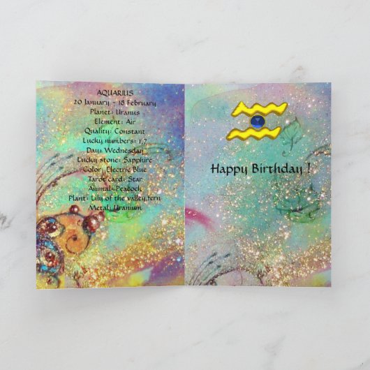 アクエリアス、スタータロット星占い〔占星術の〕十二宮図誕生日 カード (内部)