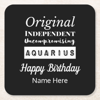アクエリアス〔占星術の〕十二宮図おもしろい特性誕生日 スクエアペーパーコースター