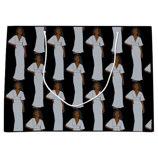 アクエリアス〔占星術の〕十二宮図アストロロジーエレガントブラック ラージペーパーバッグ (正面)