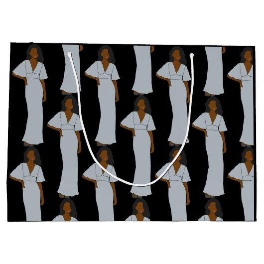 アクエリアス〔占星術の〕十二宮図アストロロジーエレガントブラック ラージペーパーバッグ (裏面)